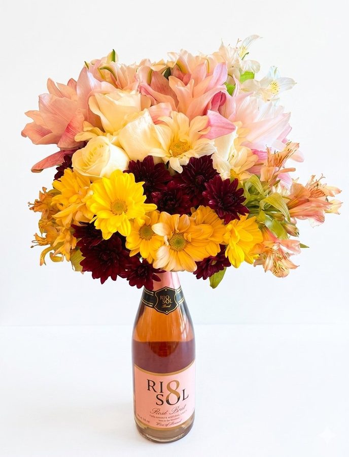 Buquê com espumante Rio Sol rosé em Petrolina e Juazeiro